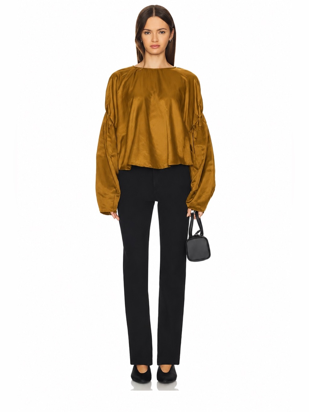 Citizens of Humanity Anika Top Golden Cotton Silk blend Puff Sleeve Blouse S